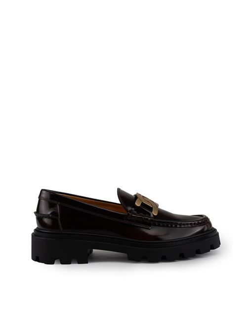 Mocassini in pelle bordeaux con fibbia oro TOD'S | XXW08J0HL60 SHAR810